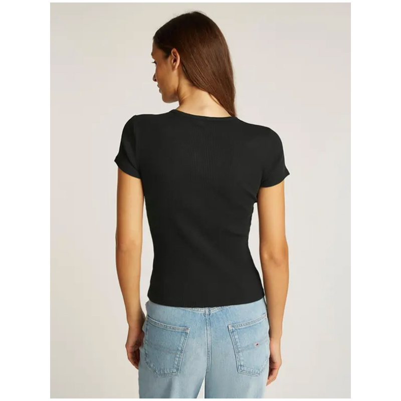 TOMMY JEANS Slim button rib c-neck ss